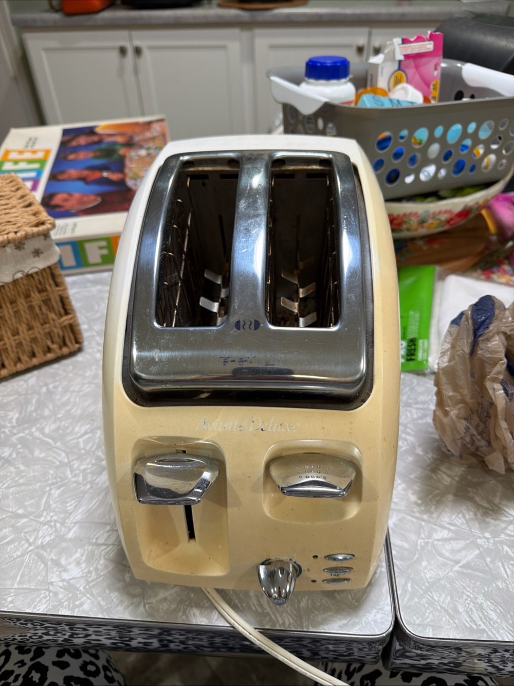Ivory 2-Slice Toaster with Chrome Accents